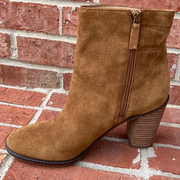 Franco Sarto Fawn Tan Suede High Ankle Booties - Picture 3 of 14